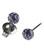 Ear Piercing Earrings 4.5mm Fireball Lavender Purple Crystal Ball Silver... - $236.83 MXN
