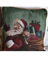 Santa Claus with Sack of Presents Toys - Christmas Tapestry Pillow - 15”... - £8.85 GBP