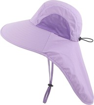 Muryobao Kids Girls Boys Sun Hat Wide Brim Upf50+ Mesh Hats With Neck Flap - £25.44 GBP