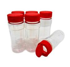 Small 2 OZ Clear Plastic Spice Container Bottle Jar With Red Cap- Set of... - £12.56 GBP