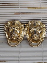 Vintage LION Door Knocker Golden Belt Buckle Set Signed MIMI D IN 1974 - £60.12 GBP