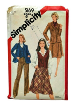 Simplicity Blazer Skirt Pants Vest Sewing Pattern 5169 Misses Size 14 Cut VTG - £3.05 GBP