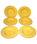6 Pagnossin Ironstone Italy PGN76 Yellow Basketweave Rimmed Soup Bowls 9... - $54.70 CAD