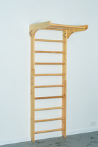 Wooden Wall Stall Bars - Swedish Ladder with Fixed Pull Up bar for Home Gym - $359.00