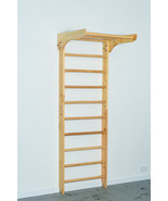 Wooden Wall Stall Bars - Swedish Ladder with Fixed Pull Up bar for Home Gym - $494.53 CAD