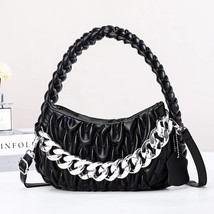   Fashion Woven Small Handbag Soft Leather Pleated Shoulder Crossbody Chain Bag - £27.73 GBP