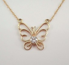 1.00Ct Round Cut Moissanite Solitaire Butterfly Pendant 14K Yellow Gold Plated - £95.91 GBP