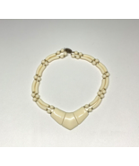 Vintage Cream Lucite Gold Tone Double Strand Necklace, Geometric Chunky ... - $21.99