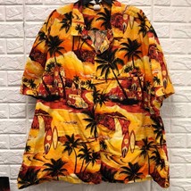 Vtg Royal Creation Hawaiian Shirt 4xl sunset palm trees surf boards classic cars - £31.01 GBP