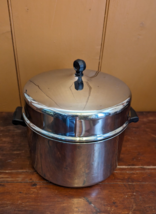 VTG Farberware 8 Qt Stock Pot Stockpot w/ Dome Lid Aluminum Clad Stainless Steel - £20.15 GBP