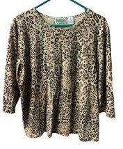 Shenanigans Animal Print Top Womens Size XL Brown Knit Safari Cat Jersey - £9.47 GBP