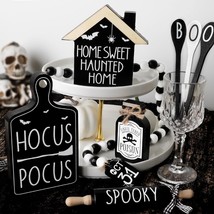 8PC Halloween Table Decorations Indoor Wooden Haunted House Decor Hocus Pocus - £10.24 GBP