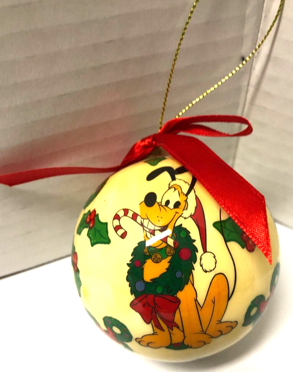 Primary image for Disney Vintage PLUTO With Mickey Wreath Ball Christmas Ornament