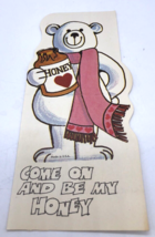 Vtg Valentines Day Card Polar Bear Come On and Be My Honey Sweet Graphic... - $15.79