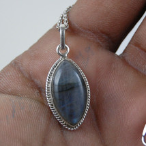 925 Sterling Silver Labradorite Handmade Necklace 18&quot; Chain Festive Gift PS-1665 - £24.96 GBP
