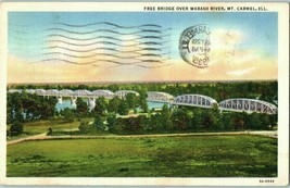 Panoramic Postcard Free Bridge over Wabash River Mt Carmel Illinois Posted 1935 - £8.94 GBP