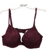 Pink Victoria&#39;s Secret Wear Everywhere Push-Up Bra 32B Burgundy Lace Und... - $30.67 CAD