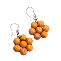 Orange Cuivre Turquoise Gemme 8 MM Rond Perles 1.80 &quot; Boucles D&#39;Oreilles BE-79 - £6.70 GBP