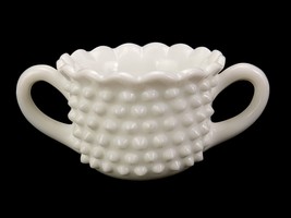LE Smith Milk Glass Open Sugar Bowl, Scalloped Rim, Hobnail Surface, 2-H... - $273.07 MXN