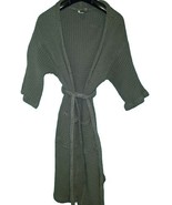 bathen robe Women’s No Size Medium? Gray Cotton Waffle Textured Tie Wais... - $26.07 CAD