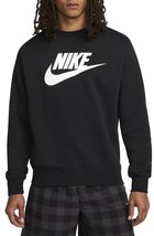 Nike Men&#39;s Sportswear Club Fleece Graphic Crewneck Sweatshirt - Black-Medium - £31.92 GBP