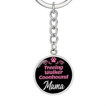 Dog Mom Keyring Treeing Walker Coonhound Mama Circle Keychain Stainless Steel Or - $39.55