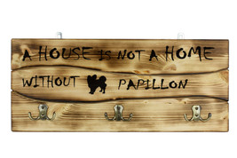 Papillon, a wooden wall peg, hanger with the picture of a dog and the words - £40.01 GBP