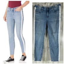 Silver Womens Most Wanted Skinny Ankle Jeans Size 33x26.5 White Side Stripe - £23.17 GBP