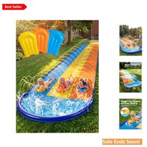 Triple Water Slide with 3 BodyBoards for Kids and Adults Blue Yellow Ora... - $81.13