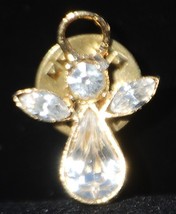 Guardian Angel Brooch Pin Clear Rhinestones Jewelry Vintage - $9.89
