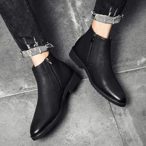 Fashion Chelsea Boots Men Soft Leather Ankle Boots British Style Men&#39;s Boots Bra - £57.92 GBP