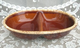 Old Vintage Hull Brown Drip 11&quot; Oval Divided Vegetable Bowl USA MCM Disc... - £15.81 GBP