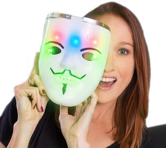 LED Carnival Props Guy Fawkes Mask Adult Size LED-Lit Costume Accessory - $36.99