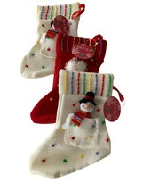 Russ Lot Of 3 Make It Merry Mini Christmas Themed Knit Stockings Brand New Wtags - £22.63 GBP
