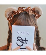 Teddy Bear Plush Headband with Polka Dot Bowknots | Women Girls Lolita #... - $32.90 CAD