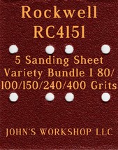 Rockwell RC4151 - 80/100/150/240/400 Grits - 5 Sandpaper Variety Bundle I - $4.99