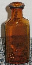 Vtg Rectangular Amber Brown Glass Bottle Apothecary Prop Vase Barn Dig Dump Find - £7.12 GBP