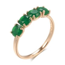 New Emerald Round Cut Zircon Ring for Women Luxury 585 Rose Gold Wedding Band Je - £6.85 GBP