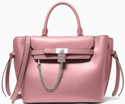 Michael Kors Hamilton Legacy Royal Pink Leather Belted Large Satchel Bagnwt! - £254.78 GBP