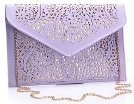 Fashion  Leather Messenger Bag Famous  Women  Bag Envelope Female Clutch Bag Cha - £124.41 GBP
