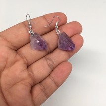 28cts,1.5&quot;Gorgeous Natural Rough Amethyst Silver Plated Earring @Brazil,BE269 - £7.99 GBP