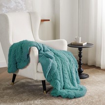 Soft Faux Fur Throw Blanket Green - Fuzzy Fluffy Cozy Warm Plush Furry Decorativ - £39.31 GBP