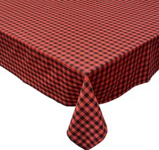 KOVOT Tablecloth Red &amp; Black Buffalo Check Plaid 100% Cotton Table Cover... - £23.50 GBP