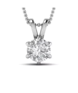 6 Prong 6.00 Ct Round Cut Simulated Diamond Pendant Solid 14K White Gold... - €4.453,73 EUR