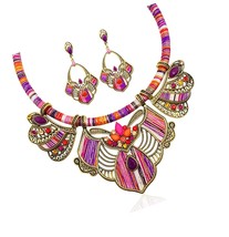 African Fashion Ethnic Set Bib Necklace Earrings - $62.05