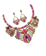 African Fashion Ethnic Set Bib Necklace Earrings - £46.62 GBP