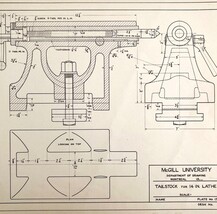 McGill University Lathe Tailstock 1965 Mechanical Drawing Print Engineer... - $557.00 MXN