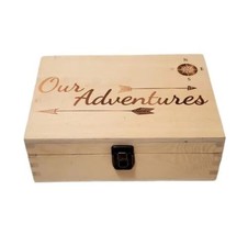 Our Adventures Box, Wooden Keepsake Memory Treausure Photo Jewerly Gift ... - $28.01