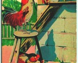 Hearty Easter Greetings Crowing Rooster Hen House Chicks 1909 DB Postcar... - $9.99