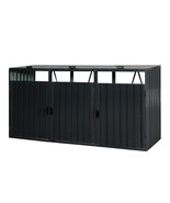Stainless Galvanized Steel 3-Can Outdoor Garbage Bin Shed Storage - $5,922.33 MXN